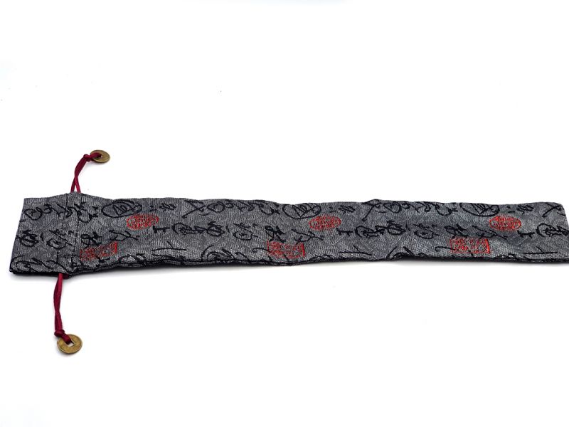 Cliquez sur la vignette pour agrandir et survolez la photo pour zoomer Pochette pour éventail chinois - Taille L - Caractères chinois / Gris 3