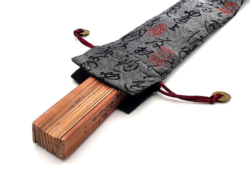 Cliquez sur la vignette pour agrandir et survolez la photo pour zoomer Pochette pour éventail chinois - Taille L - Caractères chinois / Gris 4