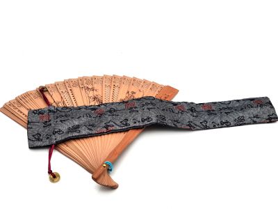 Pochette pour éventail chinois - Taille L - Caractères chinois / Gris Pochette pour éventail chinois - Taille L - Caractères chinois / Gris