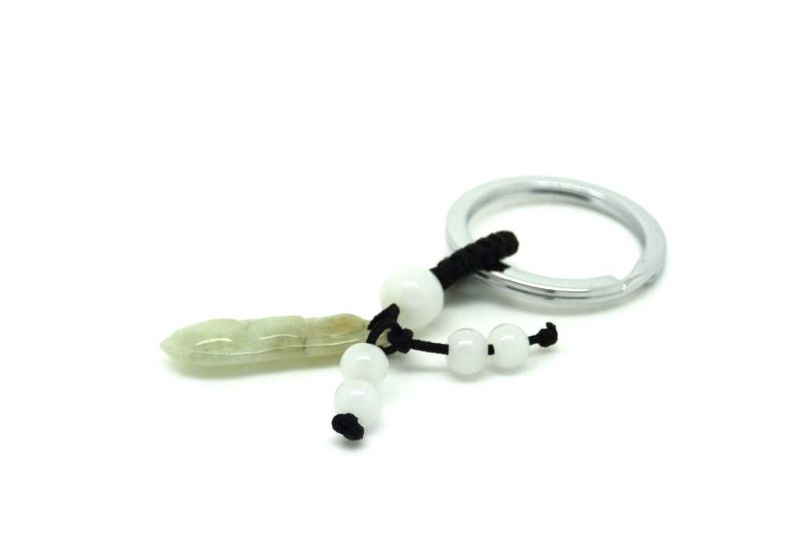 Cliquez sur la vignette pour agrandir et survolez la photo pour zoomer Porte clés en Jade Haricot Feng Shui 2