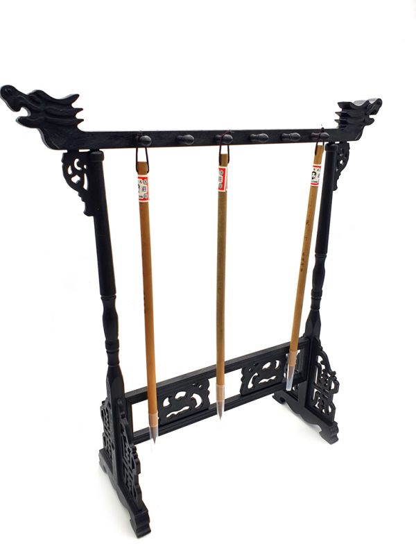 Porte-pinceaux chinois moderne - 12 emplacements pinceaux - Imitation bois