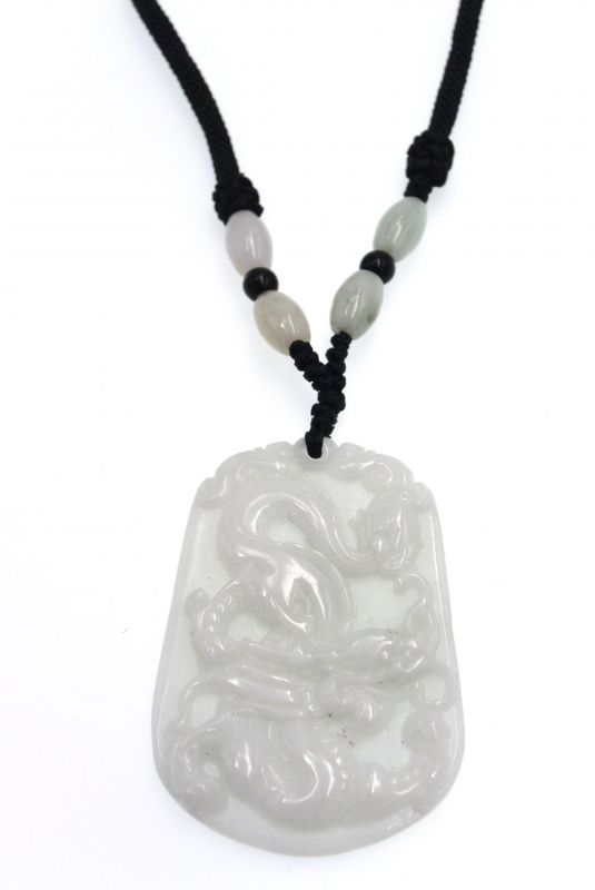 Signe du Zodiaque en Jade - Dragon - Blanc