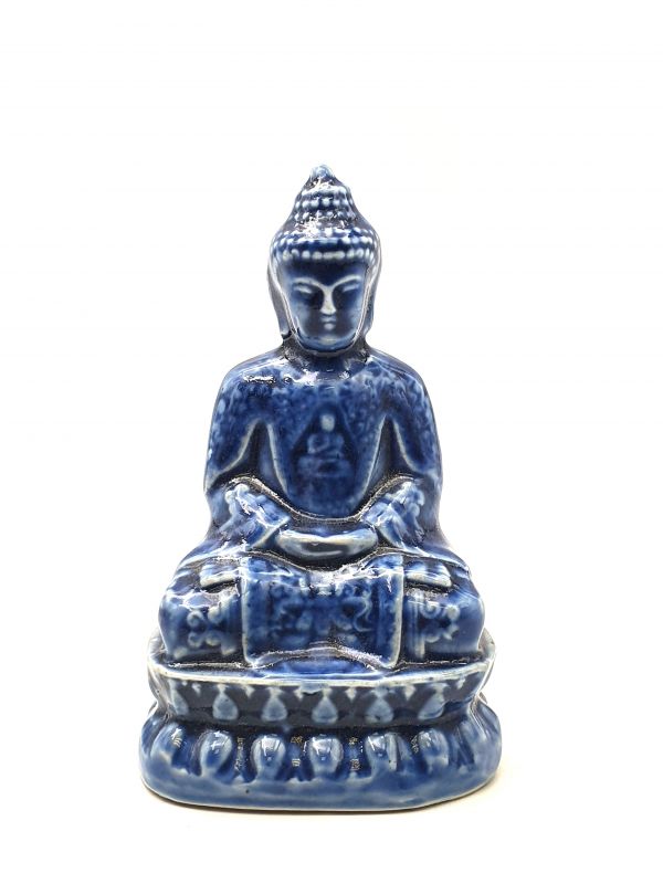 Cliquez sur la vignette pour agrandir et survolez la photo pour zoomer Statue Chinoise en porcelaine Bouddha - Bleue 2