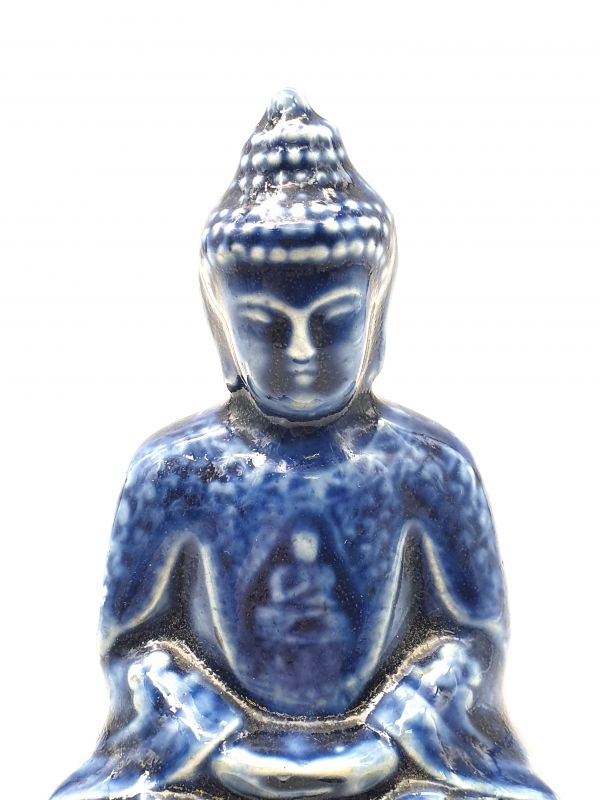 Cliquez sur la vignette pour agrandir et survolez la photo pour zoomer Statue Chinoise en porcelaine Bouddha - Bleue 3