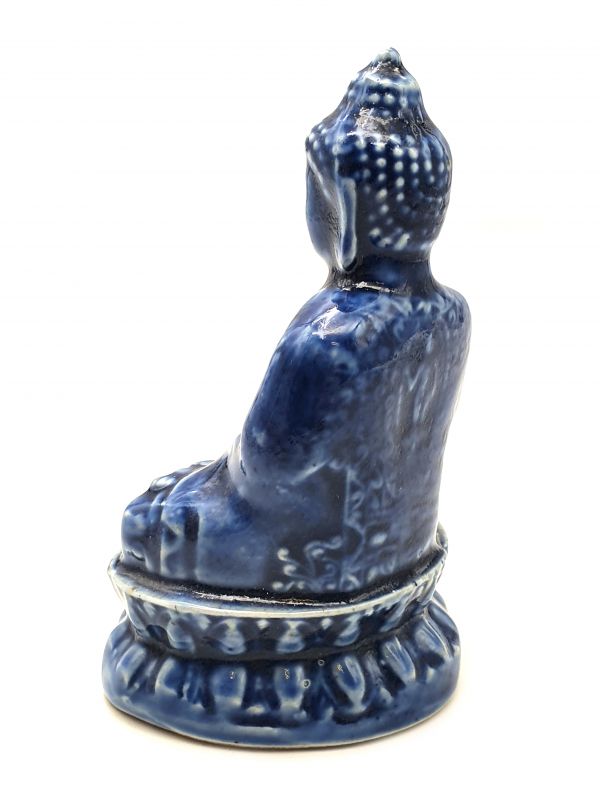 Cliquez sur la vignette pour agrandir et survolez la photo pour zoomer Statue Chinoise en porcelaine Bouddha - Bleue 5