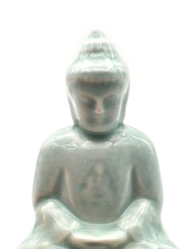 Cliquez sur la vignette pour agrandir et survolez la photo pour zoomer Statue Chinoise en porcelaine - Bouddha - Vert céladon 2