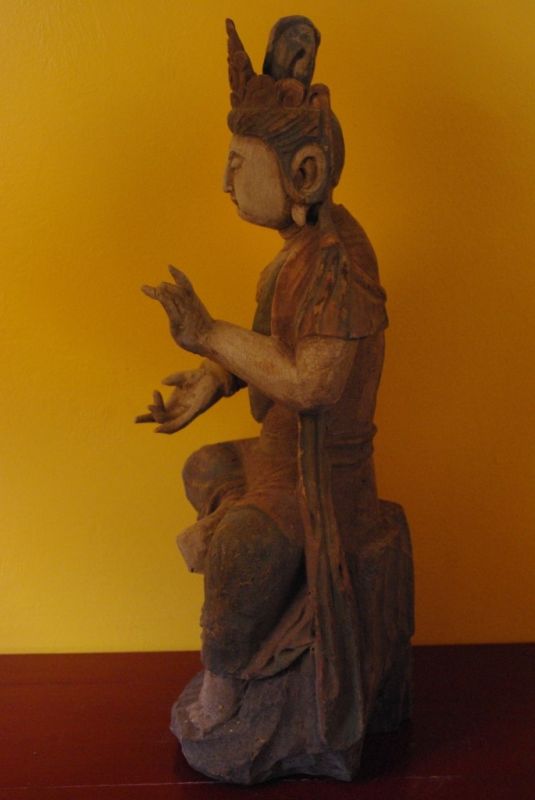 Cliquez sur la vignette pour agrandir et survolez la photo pour zoomer Statue Déesse en bois Manjushri 4