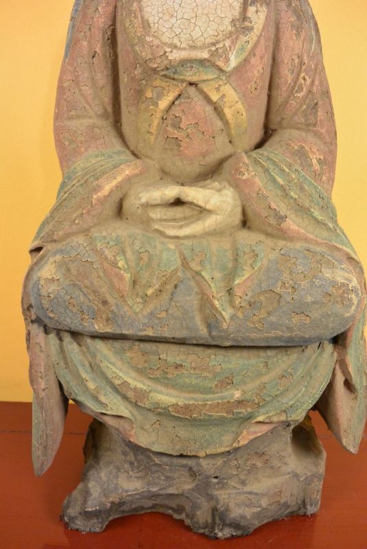 Cliquez sur la vignette pour agrandir et survolez la photo pour zoomer Statue Guerrier Chinois en Bois Bouddha de Chine 3