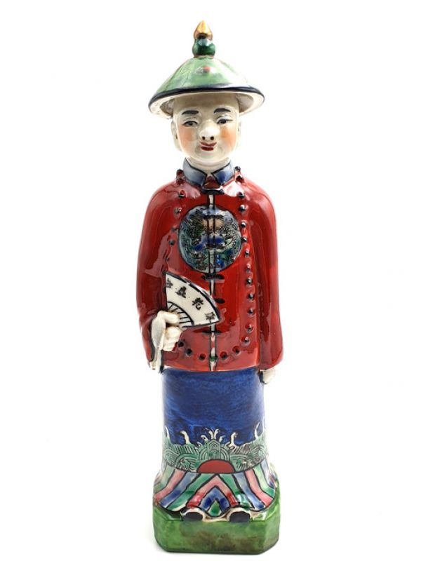 Statue Mandarin Chinois debout polychrome