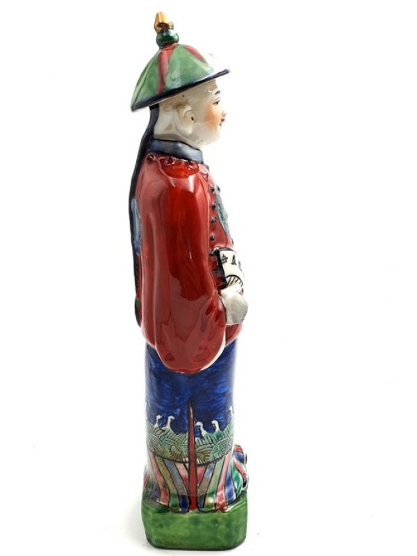 Cliquez sur la vignette pour agrandir et survolez la photo pour zoomer Statue Mandarin Chinois debout polychrome 3