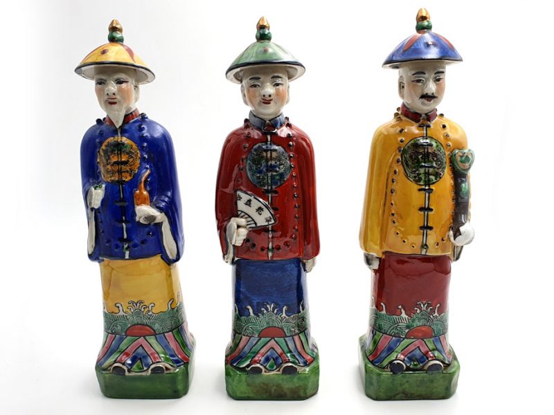 Cliquez sur la vignette pour agrandir et survolez la photo pour zoomer Statue Mandarin Chinois debout polychrome 5