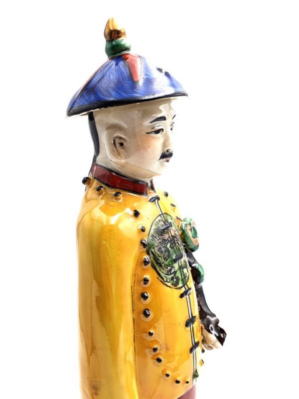 Cliquez sur la vignette pour agrandir et survolez la photo pour zoomer Statue Mandarin Chinois debout polychrome 2
