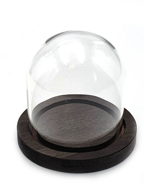 Cliquez sur la vignette pour agrandir et survolez la photo pour zoomer Support pour noix sculptée - Bois et cloche en verre 2