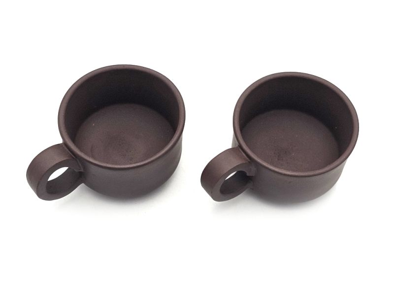 Cliquez sur la vignette pour agrandir et survolez la photo pour zoomer Tasses chinoises en terre de Yixing - Argile Brune Zi Ni - Lot de 2 tasses avec anse - 90ml 2