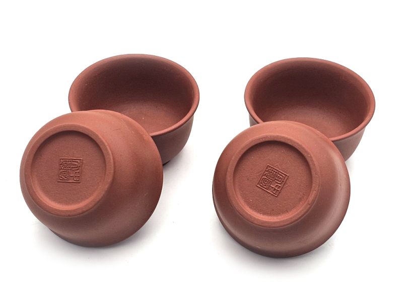 Cliquez sur la vignette pour agrandir et survolez la photo pour zoomer Tasses chinoises en terre de Yixing - Argile Rouge Zi Ni - Lot de 4 tasses - 80ml 2