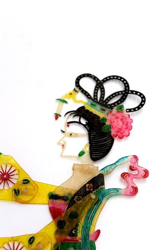 Cliquez sur la vignette pour agrandir et survolez la photo pour zoomer Théâtre d'ombres Chinois - Marionnettes PiYing - Femme - Rouge et jaune 2