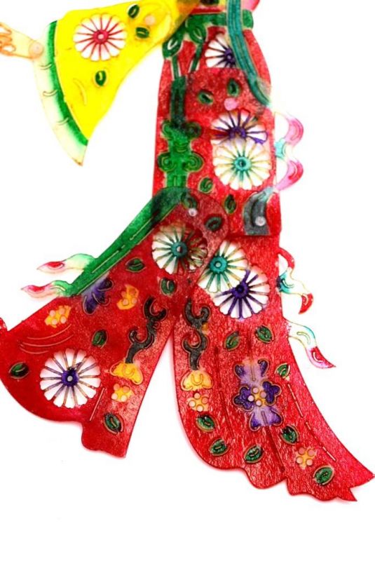 Cliquez sur la vignette pour agrandir et survolez la photo pour zoomer Théâtre d'ombres Chinois - Marionnettes PiYing - Femme - Rouge et jaune 3