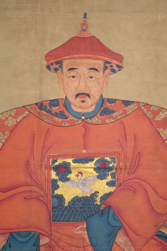 Cliquez sur la vignette pour agrandir et survolez la photo pour zoomer Très Grand Portrait d'ancêtres chinois - Majestueux - Empereur - Orange 4
