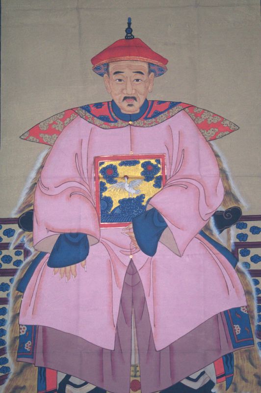 Cliquez sur la vignette pour agrandir et survolez la photo pour zoomer Très Grand Portrait d'ancêtres chinois - Majestueux - Empereur - Rose 2