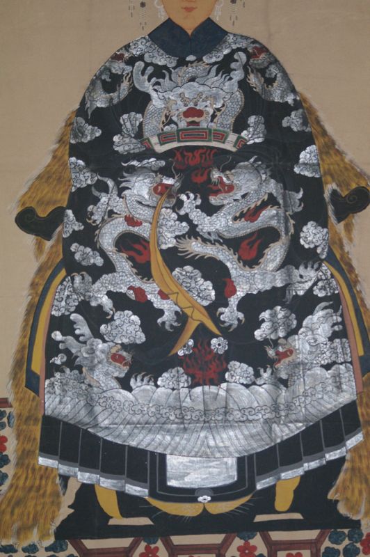 Cliquez sur la vignette pour agrandir et survolez la photo pour zoomer Très Grand Portrait d'ancêtres chinois - Majestueux - Impératrice - Noir 3