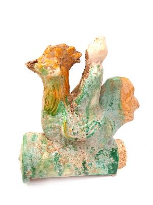 Tuile Faitière Chinoise en terre cuite émaillée - Le coq